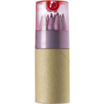 Fa színesceruza készlet, 12 db-os, hengerben, piros/natúr (2495-08)